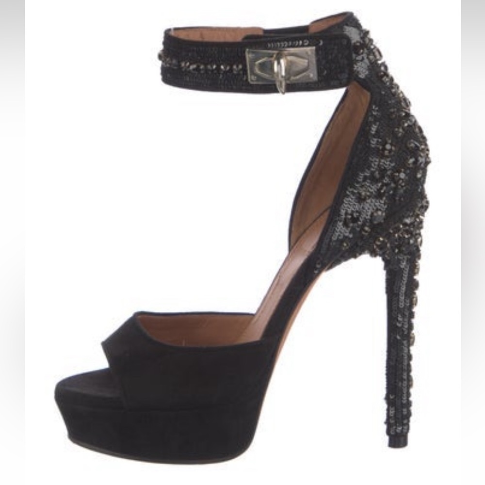 Givenchy Suede Crystal Embellishments Sandals
